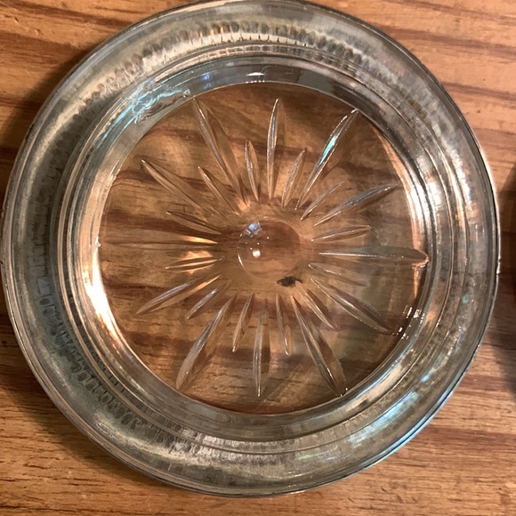 4 Sterling silver and glass Frank M. Whiting 04 Pat Pending coasters - Picture 8 of 13